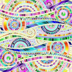 Background with geometric mosaic elements.