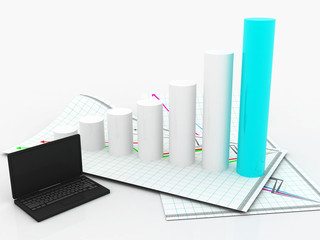 Business graph with laptop