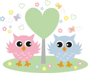 Obraz premium two sweet owls in love