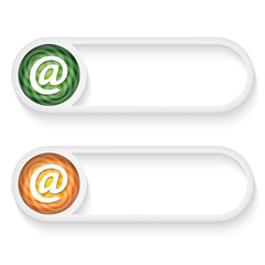 set of two buttons for entering  text with email symbol