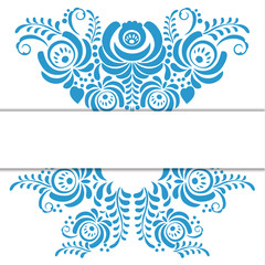 Russian ornaments art frame in gzhel style