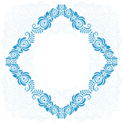 Frame of floral elements. Vector frame in gzhel style.
