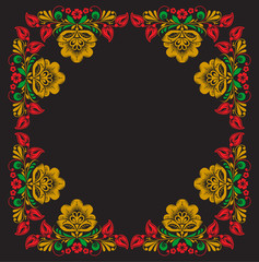 Elegant decorative khokhloma postcard frame