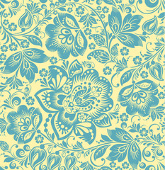turquoise floral seamless pattern.