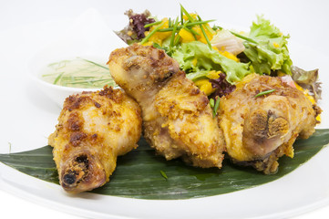 chicken in curry with salad