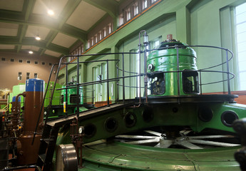 Water turbines and power generators in the power plant 