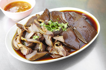 close up duck steam and sweet soup in thaifood