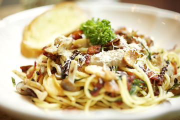 close up vegetable and spaghetti in natural light