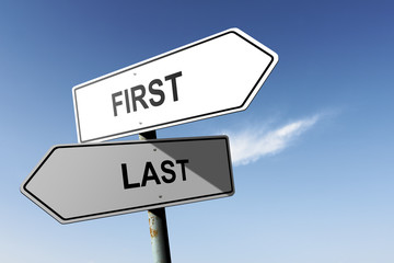 First and Last directions.  Opposite traffic sign.