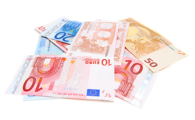 Euros of a banknote On a white background.
