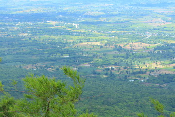 Fototapeta premium View of the Fields and Mountains of Thailand from Top of the Mountain.