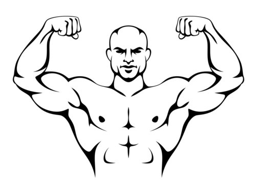 Premium Vector  A man with a black and white drawing of a bodybuilder