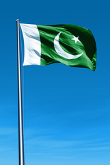 Pakistan flag waving on the wind