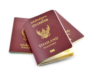 Thailand passport on white background