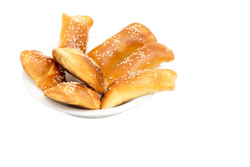 biscuits in a plate on white background