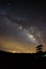 Fototapeta na wymiar Milky Way at Phu Hin Rong Kla National Park,Phitsanulok Thailand