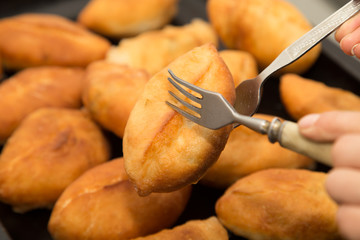 cakes fried in a pan
