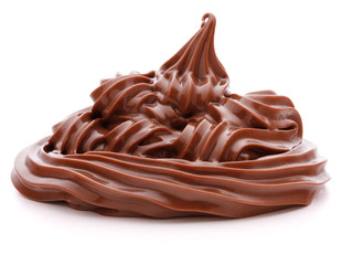 Chocolate cream swirl isolated on white background cutout