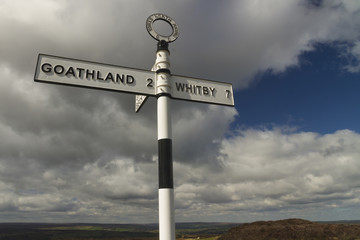 British Finger post sign, North Yorkshire Moors.