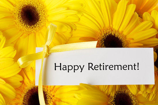 Happy Retirement card with yellow gerberas