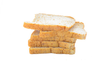 fresh bread slices isolated on white background