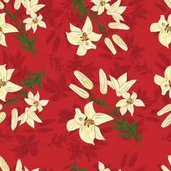 seamless pattern with decorative lilies