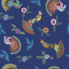 Seamless pattern with decorative birds.