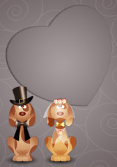 Dogs just married with heart