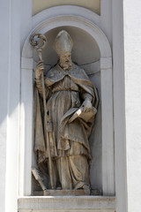 Saint Blaise, marble statue. St. Lucia Church. Parma. Italy