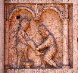 Christ Performing Works of Mercy, baptistry, Parma, Italy