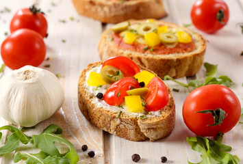 Colorful bruschetta
