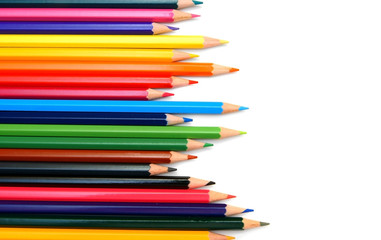 Fototapeta premium Colour pencils on a white background.