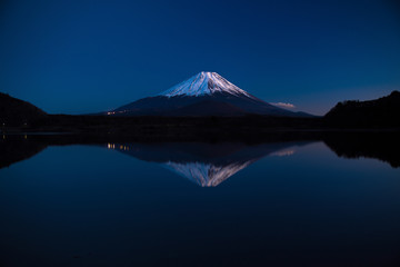 Inverted image of Mount Fuji at early morning