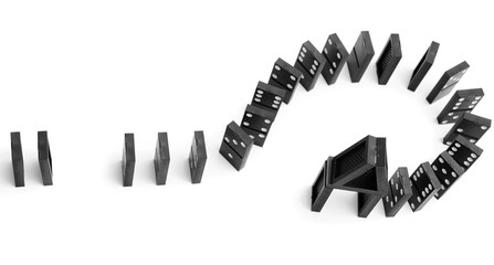 Domino effect. On a white background.