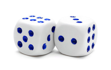 Playing dices. On a white background.