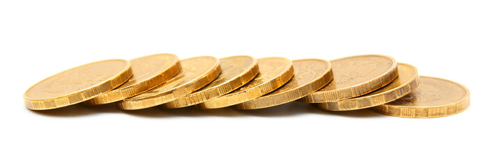 Gold coins. On a white background.