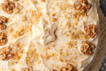 Maple Walnut Cinnamon Cake - close-up top view