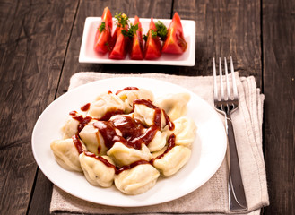 Traditional russian meat dumplings