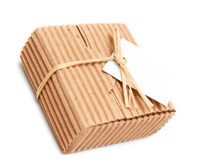 Obraz premium Box and label. On a white background.