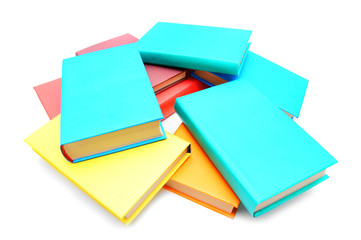 Multi-coloured books. School .