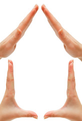 The house from hands. On a white background.