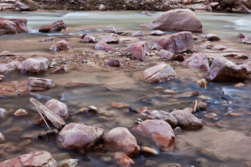 Red rocks in soft water in Zion's National Park, UT