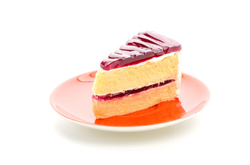 Strawberry cake isolated on white background