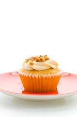 Nuts cupcake isolated on white background