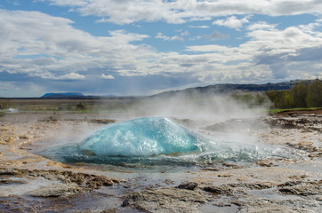Strokkur Geyser while erupting