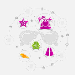 Set of summer tourism icons