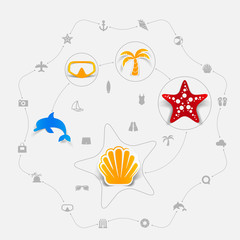 Set of summer tourism icons