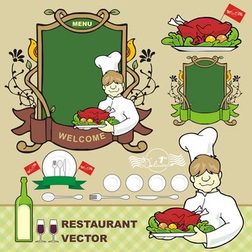 chef and restaurant info graphic label vector