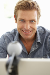 Man using skype