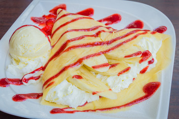 Strawberry crepe dessert